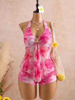 Vintage Yellow Polka Dot Print Bikini Set 2026 Women Metal Sun Ornament Mesh Tank Top High Waist Swimsuit Bathing Suit Swimwear