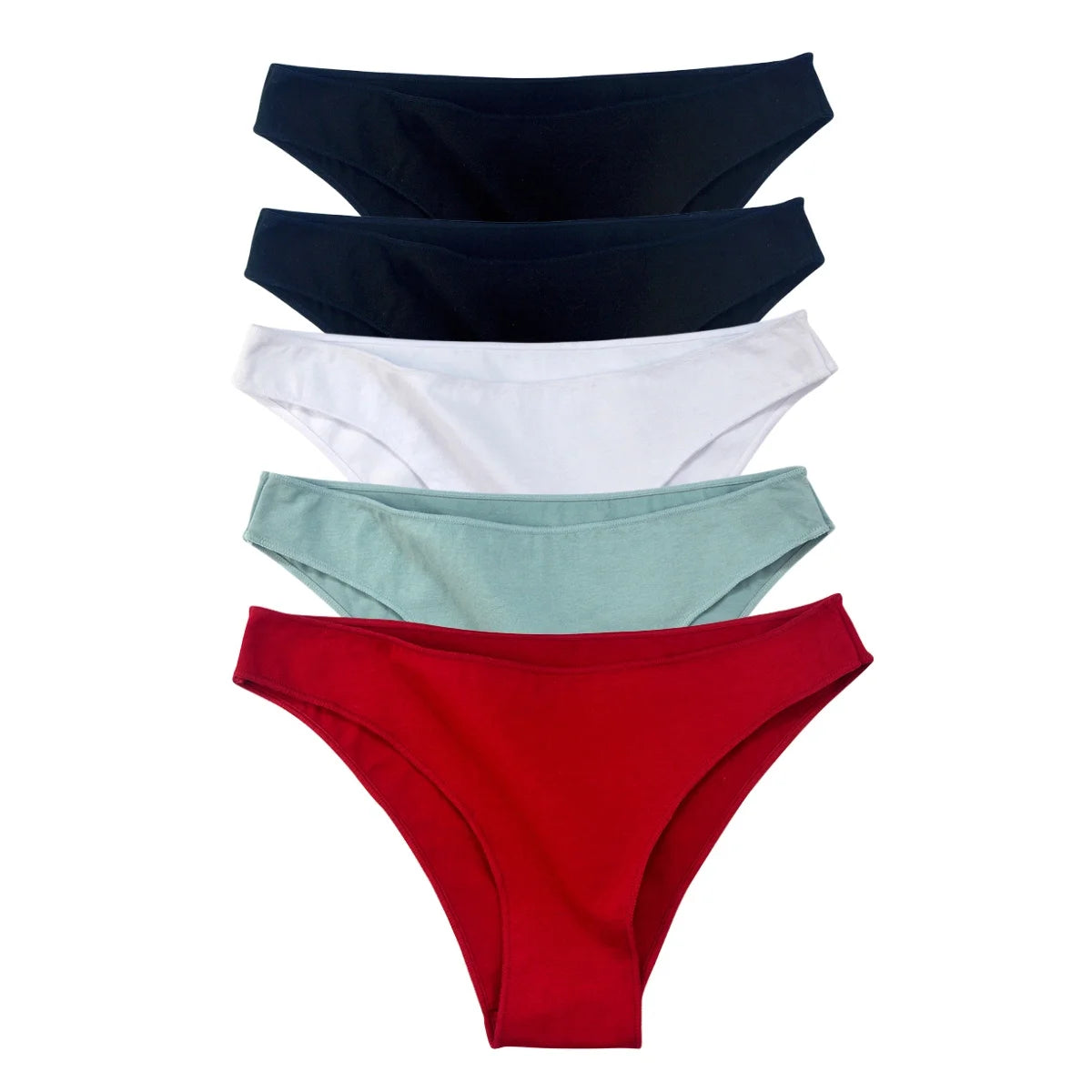 5Pcs/Set Cotton Classic Panties Women Low Rise Briefs Solid Color Breathable Underwear Sexy Lingerie Intimates Underpants M-XXL