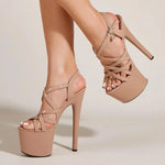 Summer Fashion Buckle Strap Women Sexy 17CM Sandals Narrow Band Open Toe Platform High Heels Party Wedding Banquet Shoes