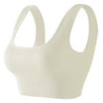 Women'S Ribbed Seamless Sports Bralettes,High Stretch Knit Fabric, Solid Color, with Removable Pads for All Seasons