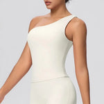 Women Seamless Cloud Feel One-Shoulder Waist-Cinching Yoga Vest Quick-Dry Slimming Sports Shaping Underwear Running Fitness Top