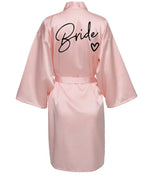 Wedding Party Team Bride Robe With Black Letters Kimono Satin Pajamas Bridesmaid Bathrobe SP001