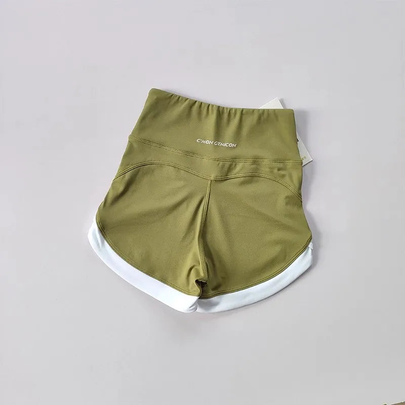 High Waist Women's Yoga Fitness Shorts Breathable Casual Pants Lifting Buttocks Contrasting Color Buttocks Yoga Pants