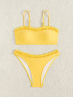 ZTVitality Sexy Yellow Push Up Bikini Set 2025 New Arrival Padded Bra Mid Waist Swimsuit Women Swimwear Summer Beachwear Biquini