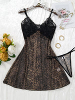 Lace-Trimmed Leopard Print Sleepwear Set Elegant Beauty Gift for Wife Sexy Nightgown And Underwear Combo