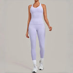 Women's Seamless Yoga Sets Sports Fitness Hip-lifting High Waist Pant Sleeveless Backless Suits Workout Running Leggings Sets