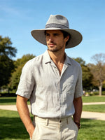 Men's Straw Woven Top Hat Wide Brim Sun Cap Summer Casual Outdoor Holiday