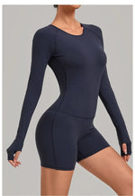 Women's Yoga Jumpsuits Sports Fitness Hip-lifting Long-sleeved Backless Running Training Workout Gym Shorts One-piece Bodysuits