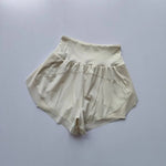 Women's yoga shorts, summer mesh fake two-piece quick drying anti glare fitness high waisted yoga pants