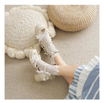 Women Lace Single Leather Lolita Shoes 2026 Cute Japanese Sweet Bow Thick Square Heel Shoes Girls' Party Dress Sandals Shoes 43