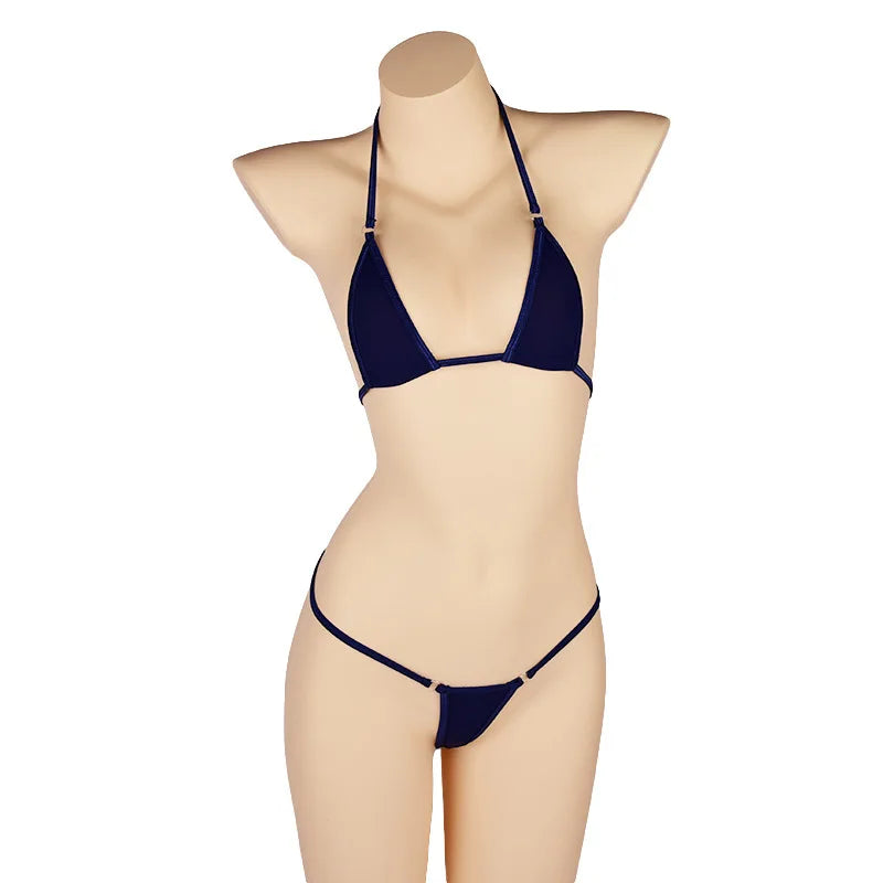 DEKAWomen Solid Transparent Micro Bikini Set Bandage Thong Underwear G-String Bra Mini Swimsuit Brazilian Swimwear Sleepwear