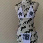 2000s Emo Girls Star Print Bikini Set Sexy Thong Swimsuit Two Pieces Bathing Suit Punk Gothic Fashion Women Swimwear Y2k Style