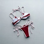 Halter Splicing Bikini Female Swimsuit Women Swimwear Two-pieces Bikini Set Underwired Strappy Bather Bathing Suit Swim V8173
