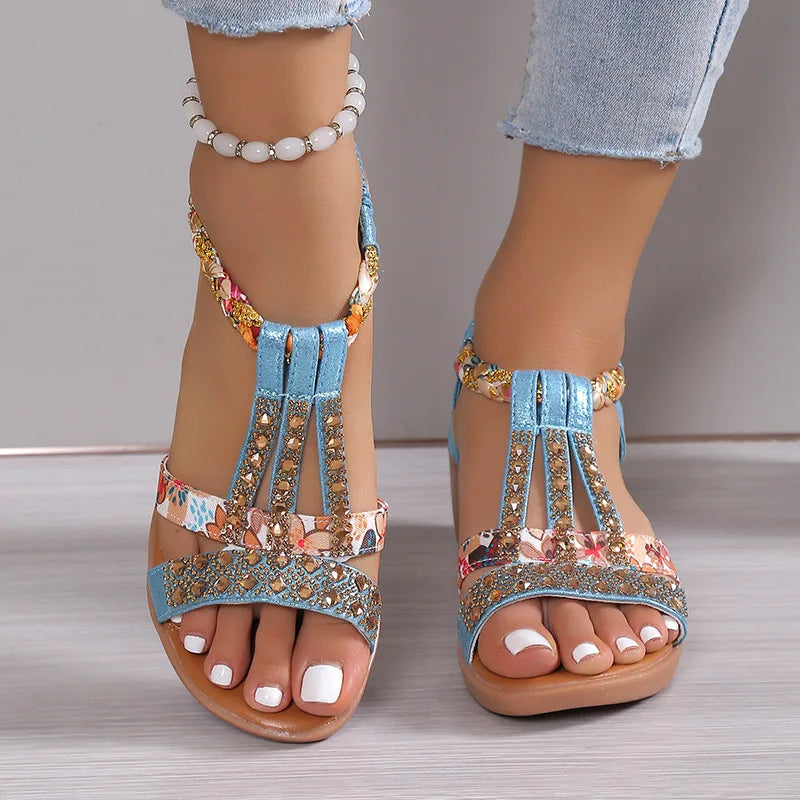 Shoes for Women Summer Women Wedge Bohemia Rhinestones Casual Platform Sandals Female Peep Toe Outdoor Beach Shoes 2026