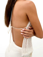Women Sequins Tank Tops V-Neck Tie-Up Halter Neck Casual Vest Summer Sleeveless Crop Tops Streetwear