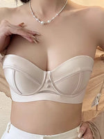 TikTok Viral MOYISU Summer Satin Bralette Strapless Push Up Bra&Set French Retro Anti Sag Lingerie Set Small Breast Support Gift