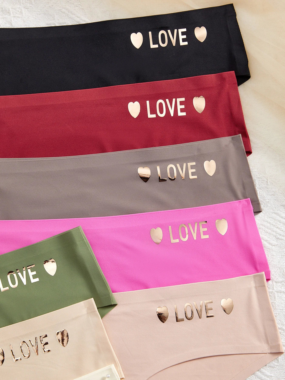 8PCS Love Heart Print Ice Silk Women's panties Seamless Summer Breathable Women's Underwear