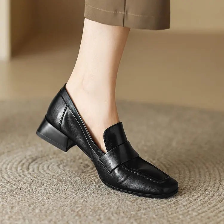Style Spring Autumn Versatile British Style Flat Shoes Women's Vintage Leather Pumps High Heel Shoes Summer Season 2026