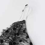 2026 Summer Women Camisole Vest Spaghetti Strap Dot Print Lace Design Slim Fit Tie Bow Front Backless V Neck Tank Tops Stylish