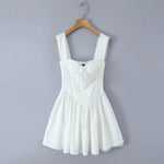 Foridol Bowknot Back Lace Up White Dress Women Sleeveless Lace Decor Summer Short Dress Elegant A-line Party Sundress 2025 New