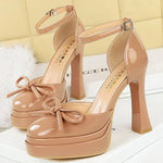 BIGTREE Model Catwalk Sequined Platform Pumps for Women Sexy Bowknot Party Nachtclub Stripper Heels Pole Dance Shoes Size 34-40