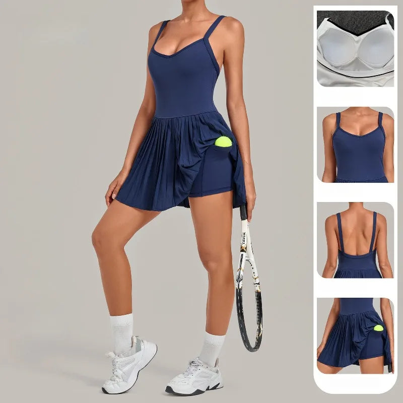 Women's Seamless Yoga Jumpsuits Sports Fitness Sleeveless Beauty Back One-Piece Dress Workout Training Golf Shorts Jumpsuits