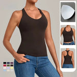 Women's Seamless Yoga Vest Sports Fitness Gym Beauty Back Top Nude Slim Fit Training Running Workout Vest