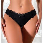 1pcs Plus Size Women's Mid-Waist Thong Panty Cute Girl Style Seamless Bowknot Lace Panties Trim Lightweight Breathable Underwear