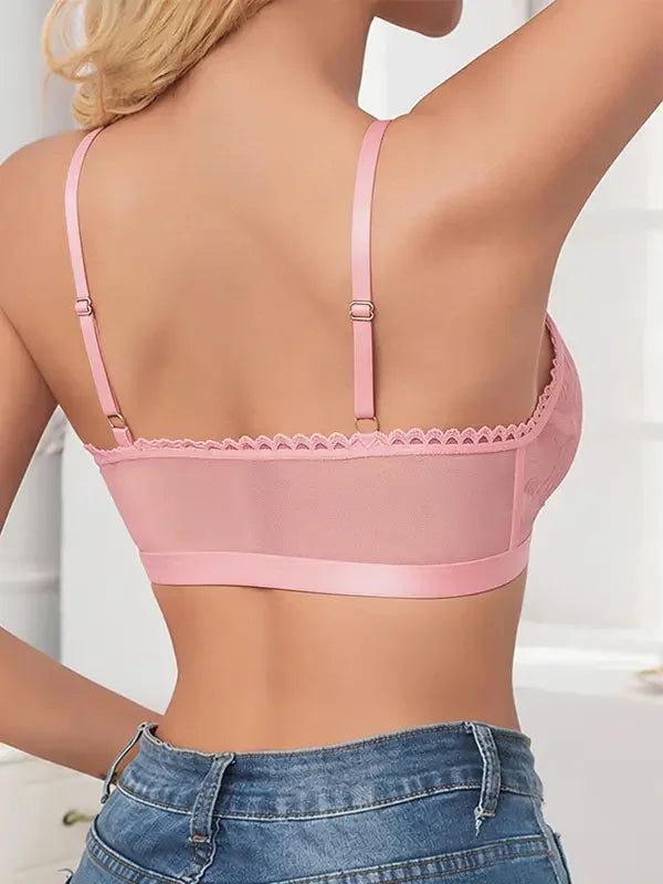 1pcs 2026 Lace for Women Bras Wire-Free 3/4 Cup Brassiere Fashion Style Pink Sexy Lingerie No Pad Breathable Female Underwear