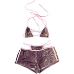 2026 New Women's Euro-American Hot Girl Halter Tie Bikini 3-Piece Set Printed Beach Swimsuit Cover Up Top Bottom