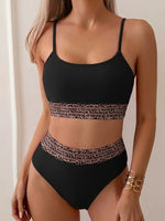 New Sexy Black High Waisted Bikinis Two Pieces Swimsuit Women Swimwear Mesh Beach Wear Sporty Padded Bathing Suits Pool Summer