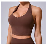 Ladies Sports Bra Sexy Hanging Neck High Support Impact Yoga Underwear Running Fitness Gym Push Up Workout Bra Padded Bralette