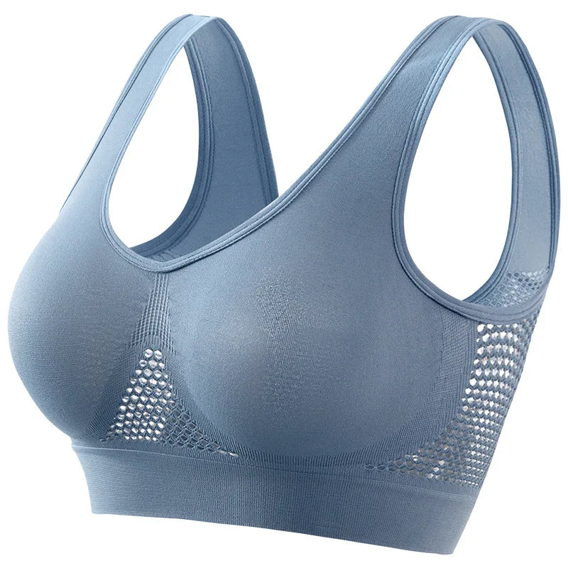 Women Mesh Panel Seamless Tank Bra Sports Wireless U Back V-Neck Vest Style Bralette Sexy Lingerie Multi Colors Intimates S-5XL