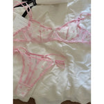 French Style Polka Dot Bra & Thong Set | Retro Sexy Lace Lingerie, Ultra Thin Sheer Netting for Big Bust & Plus Size MOYISU Bras