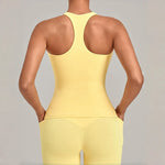 Women's Seamless Yoga Vest Sports Fitness Gym Beauty Back Top Nude Slim Fit Training Running Workout Vest