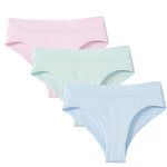 3Pcs/Set High Rise Briefs Women Classic Panties Female Underpants Solid Color Panty Plus Size Underwear Sexy Lingerie S-3XL