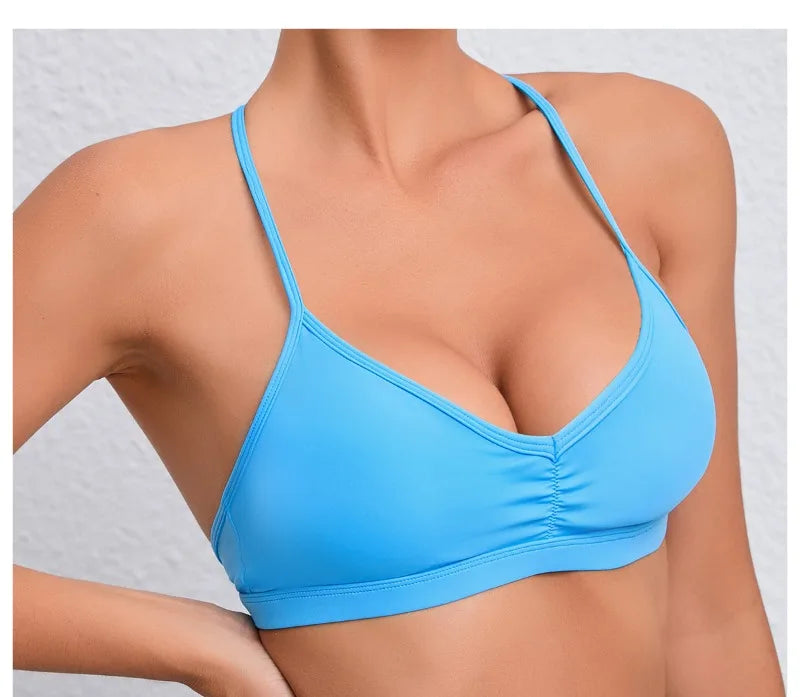 Women's Detachable Strap Yoga Bra Top Seamless Racerback Sweat-Wicking High Support for Yoga Running & Low Impact Workouts