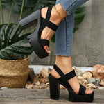2026New model for ladiesHigh Heel Fish Mouth Women's Sandals Plus Size 414243Thick Heel Casual Sho