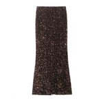Women's Fashion Sequined Long Dress Womens Brown Sequin Mermaid Maxi Skirt High Waist Bodycon Flare Party Skirt Pure Desire N3OM