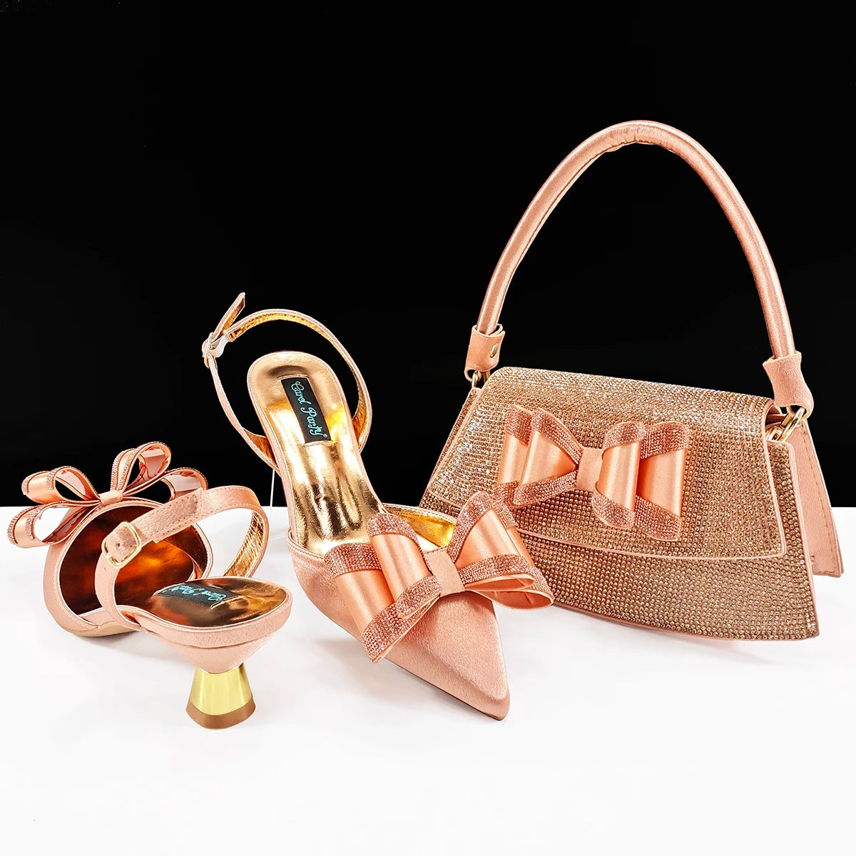 doershow New Italian Shoe and Bag Set New 2025 Women Shoes and Bag Set In Italy orange Italian Shoes with Matching Bag HVB1-1