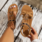 Flower Beaded Bohemian Sandals for Women Summer Roman Style Comfortable Flat Sandals Woman Lightweight Non Slip Beach Shoes