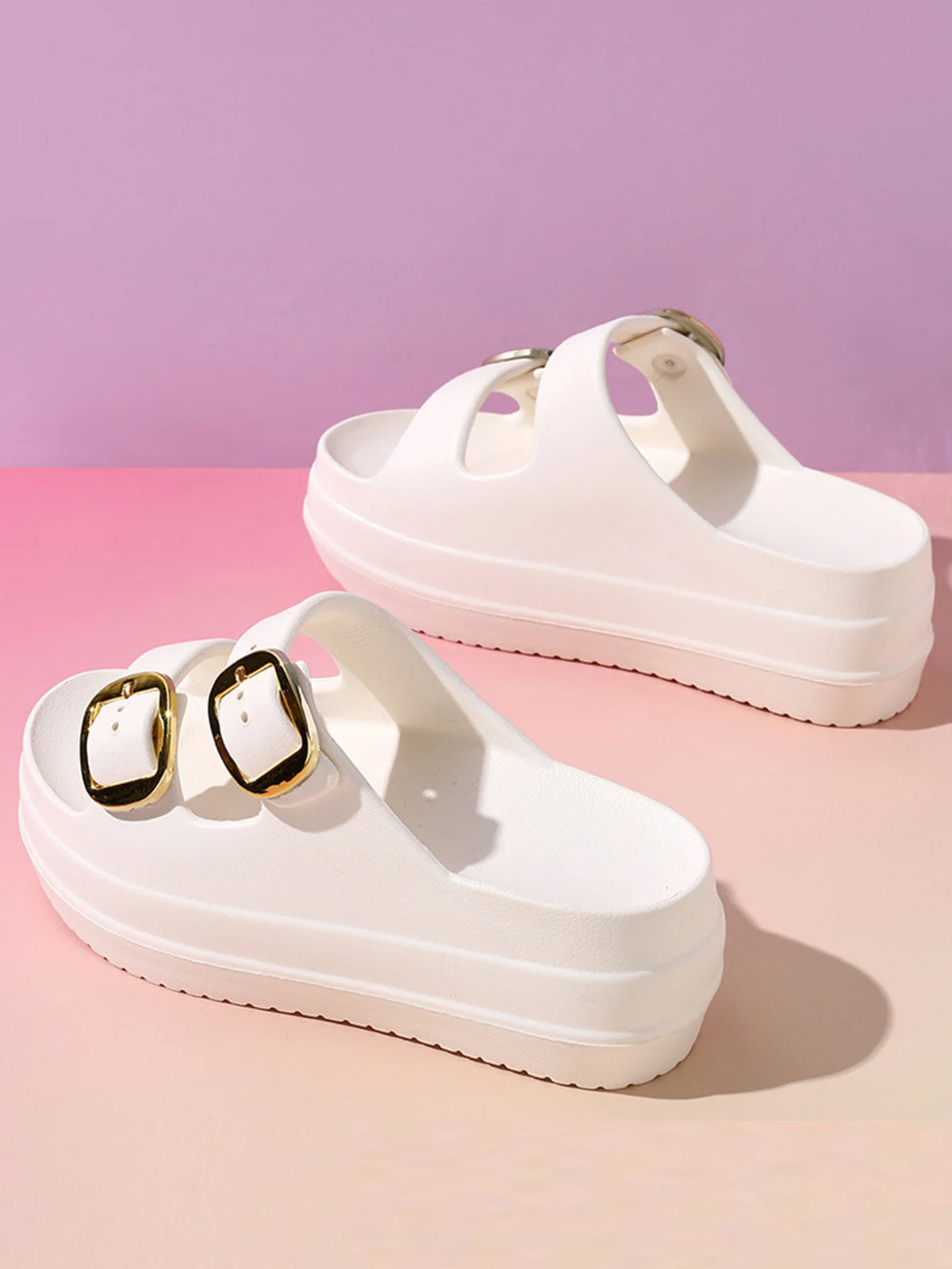 Women's Slippers Solid Color One LineThick Soles Anti Slip and Wear-resistant Fashionable Simple Indoor Outdoor Beach Sandals