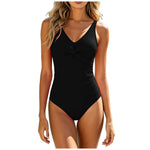 2026 New Solid Cross One Piece Swimsuit For Women Plus Size Swimwear Push Up Bathing Suit Beachwear Deep V Neck Swimming Suits