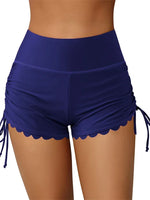 Women Swim Shorts High Waist Drawstring Wavy Hem Bathing Suits Surfing Bottoms 2024 Summer Beach Shorts Swimwear
