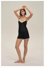 Summer home suspender shorts set casual and comfortable home wear lace women's pajamas