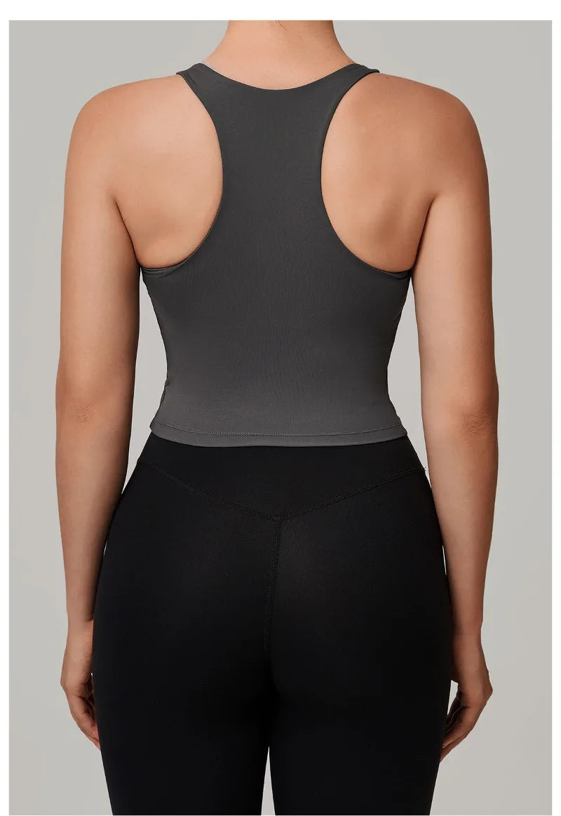 Women's Nude Yoga Vest Slim Fit Beautiful Back Sports Top Running Casual Fitness Tight Top