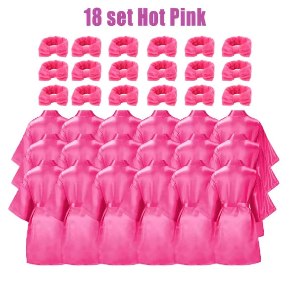 6-18Set Spa Party Robes for Girls Spa Gowns for Girls Spa Supplies Kimono Satin Robe Sleepover Pajamas Party Birthday Slumber
