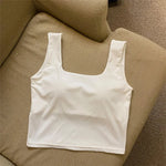 Summer Ice Silk Bras Top Square Neck Crop Top Solid Color Underwear Streetwear Bra Top for Women Sexy Lingerie