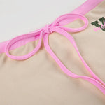Hot Girl Two-piece Suit Printed Slimming Suspender Low Waist Drawstring Short Skirt Suit