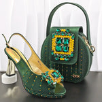 doershow Italian Shoes And Bag Sets For Evening Party With Stones Italian Leather Handbags Match Bags! HB1-1